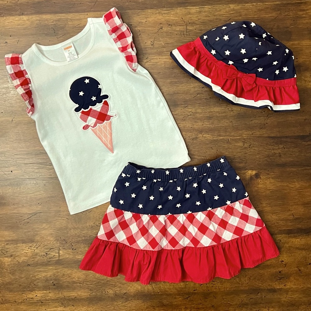 Gymboree 3pc Skort, Top & Hat Set 4T/5T